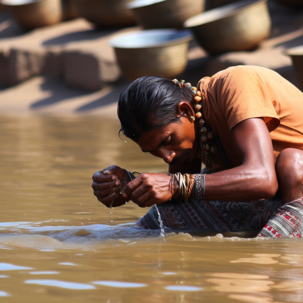 Impfungen für Indien sind vor allem zu empfehlen wenn Sie wie dieser Junger Herr dieses Wasser trinken
